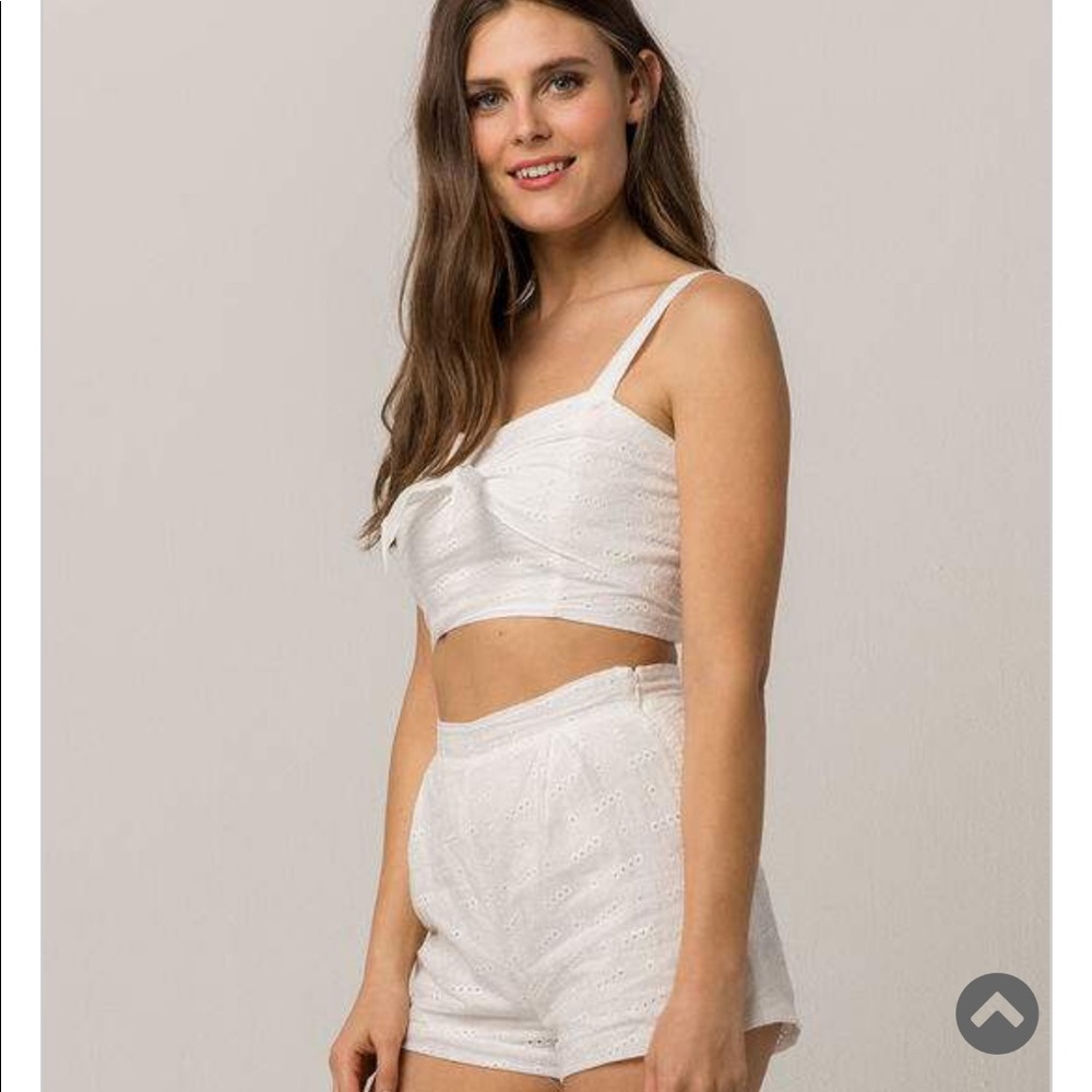 Tillys En Creme white eyelet top and short set XS